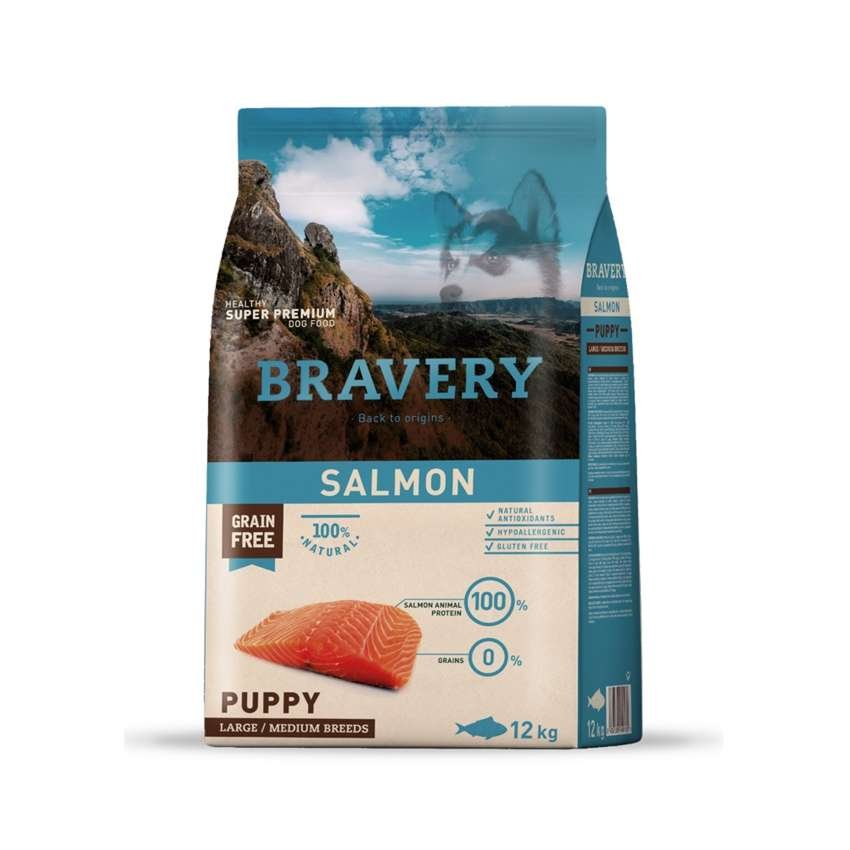 BRAVERY PUPPY LARGE MEDIUM BREEDS SALMON 4 KG / 12 KG